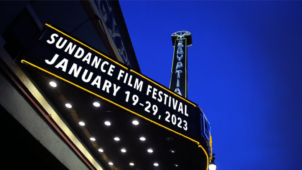 Sundance Film Festival marquee in Park City with the 2023 dates