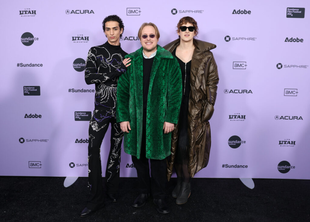 Qaher Harhash, John Early, and Theda Hammel attend the 2024 Sundance Film Festival premiere of "Stress Positions"