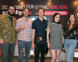 Featured artists Brett Haley and wife Linda McBride (far left and far right,) Jeff Baena, Daryl Wein, and Zoe Lister-Jones. Photographer: Richard Lam