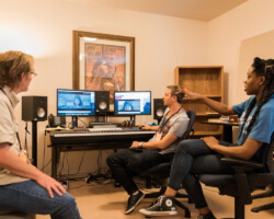 Kent Sparling, composer Sergei Stern, and 'Little Woods' director Nia DaCosta. Photographer: Kate Webber