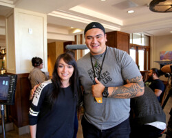 Full Circle fellow Charine Gonzales and Toiroa Williams during the 2017 Native Filmmakers Lab. Photographer: Babak Dowlatshahi