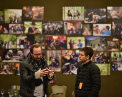 Creative advisor Saschka Unseld and 'Counterpoint' artist Griffin Frazen during the 2017 New Frontier Story Lab. Photographer: Brandon Cruz