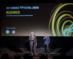 Co-directors Cary Murnion and Jonathan Milott following a screening of their film 'Bushwick.' Photographer: Joanne Davidson