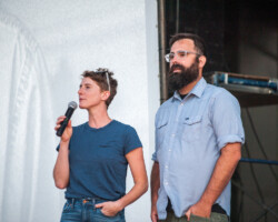 'Napoleon Dynamite' directors Jerusha and Jared Hess during a Q&A session. Photographer: Jonathan Hickerson