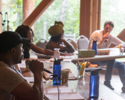 Actors read through Antoinette Nwandu and Danya Taymor's 'Tuvalu or the Saddest Song.' Photographer: Jonathan Hickerson