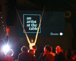 String Theory performs during An Artist at the Table reception. Photographer: Ian Tilghman