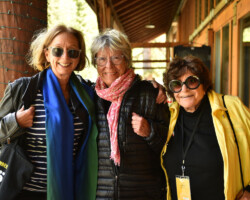 Feature Film Program Founding Director Michelle Satter and creative advisors Joan Tewkesbury and Joan Darling during the 2018 Directors Lab. Photographer: Brandon Cruz