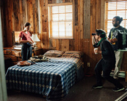 Actor Laia Costa, director/screenwriter Marcos Diaz Sosa, and director of photography Hatuey Viveros Lavielle on the set of 'Shock Labor.' Photographer: Jen Fairchild