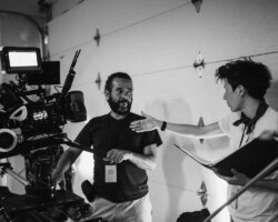 Director of photography Hatuey Viveros Lavielle and director/screenwriter Suzanne Andrews Correa on the set of 'The Huntress.' Photographer: Jen Fairchild