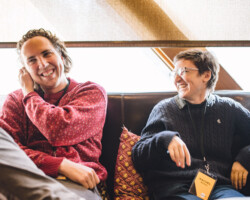 2018 January screenwriters lab fellows Alex H. Fischer and Rachel Wolther, who attended the lab with their project 'Nobody, Nothing, Nowhere.' Photographer: Brandon Cruz
