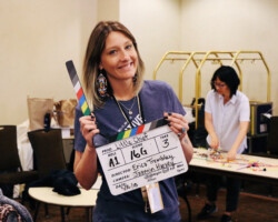Director Erica Tremblay on the set of 'Little Chief' during the 2018 Native Filmmakers Lab. Photographer: Tytianna Harris