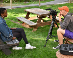 Ignite fellow Crystal Kayiza talks about her New Frontier Story Lab experience. Photographer: Brandon Cruz