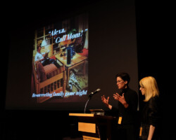 Artists Char Simpson and Nitzan Bartov present 'Alexa, Call Mom!' during the 2018 New Frontier Story Lab. Photographer: Jonathan Hickerson