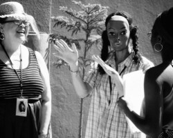 Actor Amy Hill, playwright Narcissister, and stage manager Imani Champion workshop the 'Untitled Narcissister Project.' Photographer: Lahcen Mellal
