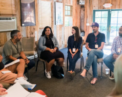 Fellows and industry professionals speak in a roundtable discussion at the 2019 Creative Producing Summit. Photographer: Jonathan Hickerson