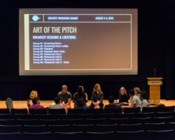 Guests of the 2019 Creative Producing Summit attend an 'Art of the Pitch' breakout session. Photographer: Jonathan Hickerson