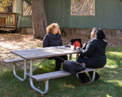 'Make America' Episodic fellow Kelly Edwards speaks with Creative Advisor LaToya Morgan. Photographer: Lauren Wester