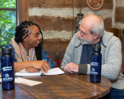 'Valley of Bones' Episodic fellow Lekethia Dalcoe meets with Creative Advisor Tom Fontana. Photographer: Lauren Wester