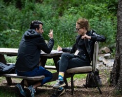 Fellow Ihab Jadallah and creative advisor Marietta von Hausswolff von Baumgarten discuss his project 'The Doubt.' Photographer: Jen Fairchild