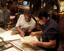 Ozie Cargile, 'The Hunt' composing fellow, with creative advisor Tony Morales. Photographer: Rob Williamson