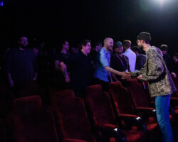 Director Daniel Scheinert meets with audience members following a screening of 'The Death of Dick Long.' Photographer: Joanne Davidson