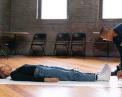 'The Essentialisn't' playwright Eisa Davis and musician Jade Hicks at the 2019 Theatre Lab at Mass MoCA. Photographer: Kaelan Burkett