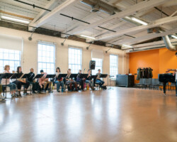 Director Leigh Silverman (right) and acting company workshop 'The Suffragists.' Photographer: Kaelan Burkett