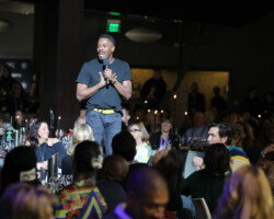 Zola actor Colman Domingo speaks at the 2020 Sundance Film Festival's opening night benefit, An Artist at the Table, presented by IMDbPro. Photographer: Dan Campbell