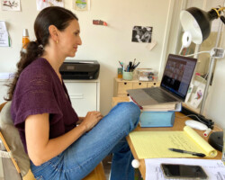Producing Fellow Deidre Backs joins a virtual meeting during the 2021 Creative Producing lab. Photographer: Deidre Backs