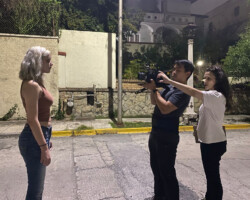 Lab fellow Cris Gris directs a scene from her project 'forward' during the 2021 Directors Lab. Photographer: Carolina Tamez