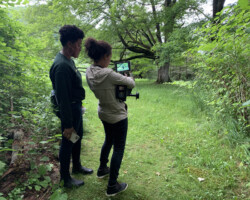 Directing fellow Sontenish Myers (L) works on a scene from her project 'Stampede' during the 2021 Directors Lab. Photographer: Unknown