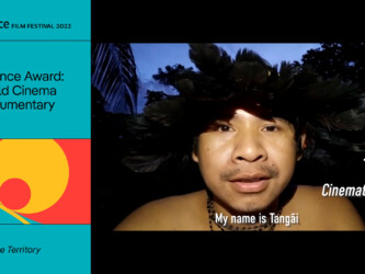 Tangae Uru-eu-wau-wau accepts the Audience Award: World Cinema Documentary for 'The Territory.' Photographer: The Territory