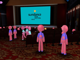 Atmosphere in Cinema House aboard the New Frontier Spaceship before the '32 Sounds' premiere. Photographer: Sundance
