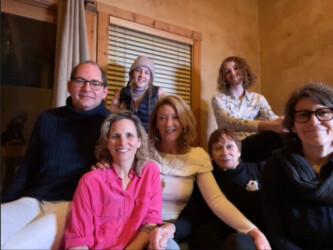 Director Ondi Timoner (center) along with members of the Timoner family attend a Q&A following the virtual premiere of 'Last Flight Home.' Photographer: Sundance