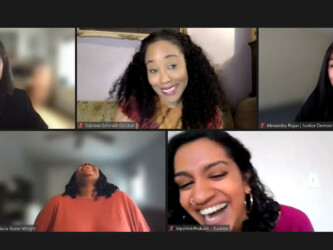 Director Rachel Lears, producer Sabrina Schmidt Gordon, Alexandra Rojas, Rhiana Gunn-Wright, and Varshini Prakash attend the Q&A of the virtual premiere of 'To the End.' Photographer: Sundance