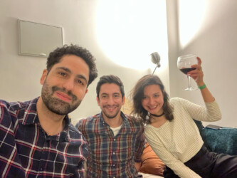 Director Alejandro Loayza Grisi, Eduardo Calla, and Maite Tarilonte attend the virtual premiere of 'Utama.' Photographer: Utama