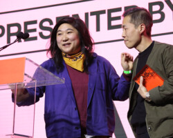 Producer Christina Oh and director/ screenwriter Lee Isaac Chung win the Audience Award U.S. Dramatic and U.S. Grand Jury Prize Dramatic for 'Minari.' Photographer: Jovelle Tamayo