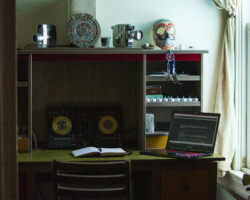 Lab fellow Rob Fatal's at home workspace for the 2020 Native Filmmakers Lab. Photographer: Rob Fatal