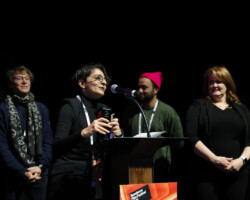Director Sarvnik Kaur wins the World Cinema Documentary Special Jury Award: Verite Filmmaking for 'Against the Tide.' Photographer: Stephen Speckman