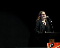 Director Marija Kavtaradze accepts the Directing Award: World Cinema Dramatic for 'Slow.' Photographer: Stephen Speckman