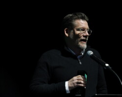 Director Christopher Zalla accepts the Festival Favorite Award for 'Radical.' Photographer: Stephen Speckman
