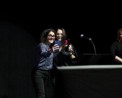 U.S. Documentary Competition Juror Carla Gutierrez presents the Jonathan Oppenheim Editing Award: U.S. Documentary to Daniela I. Quiro for 'Going Varsity in Mariachi.' Photographer: Stephen Speckman