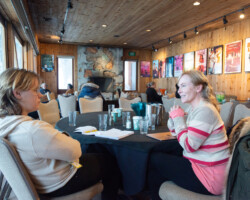 Audrey Rosenberg (left) has a meeting with creative advisor Marti Noxon about their project ‘Wild Animals.’ Photographer: Jonathan Hickerson