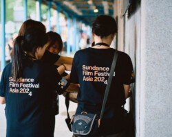 Sundance Film Festival: Asia volunteers gather together. Photographer: Laida