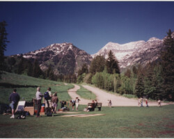 On the set of Leslie McCleave’s “The Shamrocks” with Mount Timpanogos as a backdrop during the 1999 Directors Lab. Photo by Sandria Miller
