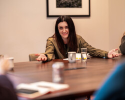 'Little Phnom Penh' fellow Karen Madar during a meeting at the 2025 Feature Film Producers Lab. Photo by Lance Roth