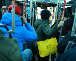 Atmosphere on a 2026 Sundance Film Festival shuttle. Photographer: Lauren Wester