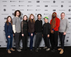 Festival programmer Emily Doe (left) joins the Short Film Program 2 directors on the press line. Photographer: Stephanie Dunn