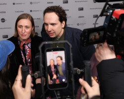 Directors/writers Eleanor Wilson and Alex Huston Fischer are interviewed on the press line for 'Wicker.' Photographer: Sam Emenogu