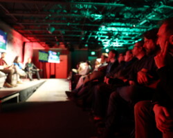 Atmosphere during the 'Short Films, Powerful Stories: Filmmaking for Impact' panel at The Box at The Ray. Photographer: Kyle Smith